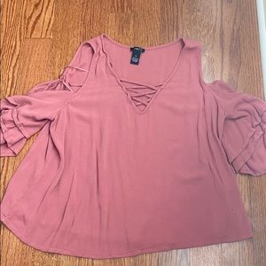 Pink cutout-shoulder top